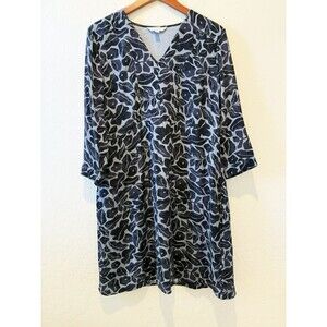 NEW Garnet Hill Millie Crêpe Shift Mini Dress V-Neck 3/4 Sleeves Floral Medium